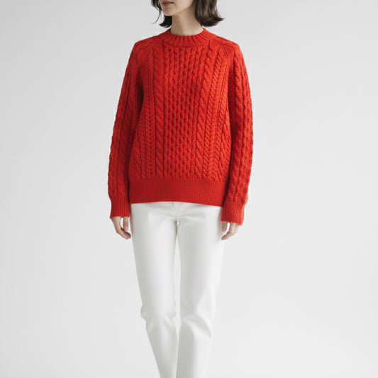 BATONER ソリッドウール アランクルーネック