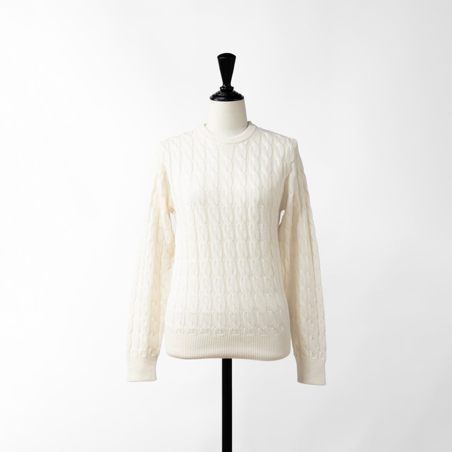 24AW BATONER SOLID WOOL ARAN CREW NECK