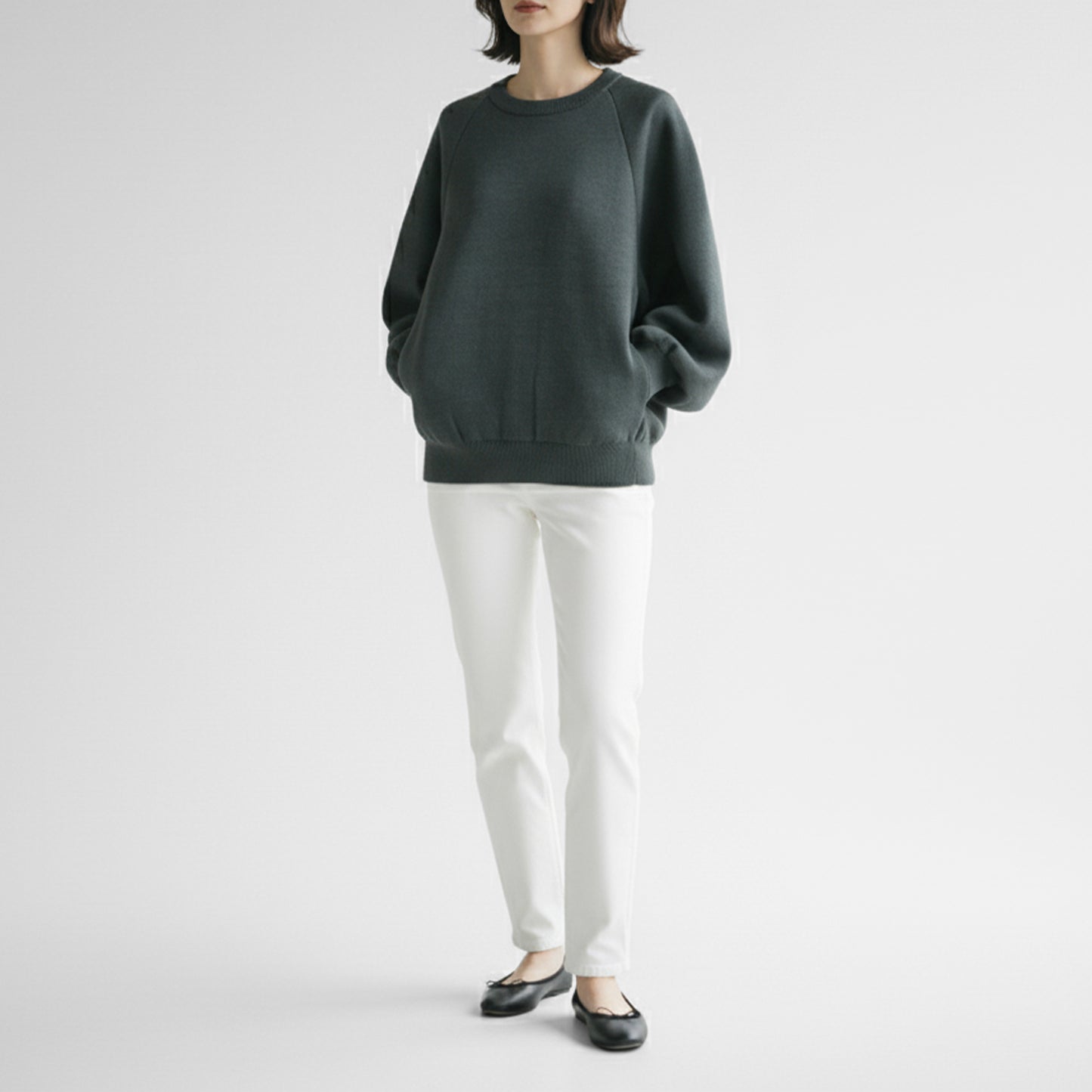 BATONER ソリッドウール ダブルフェイスクルーネック BN-24FL-036