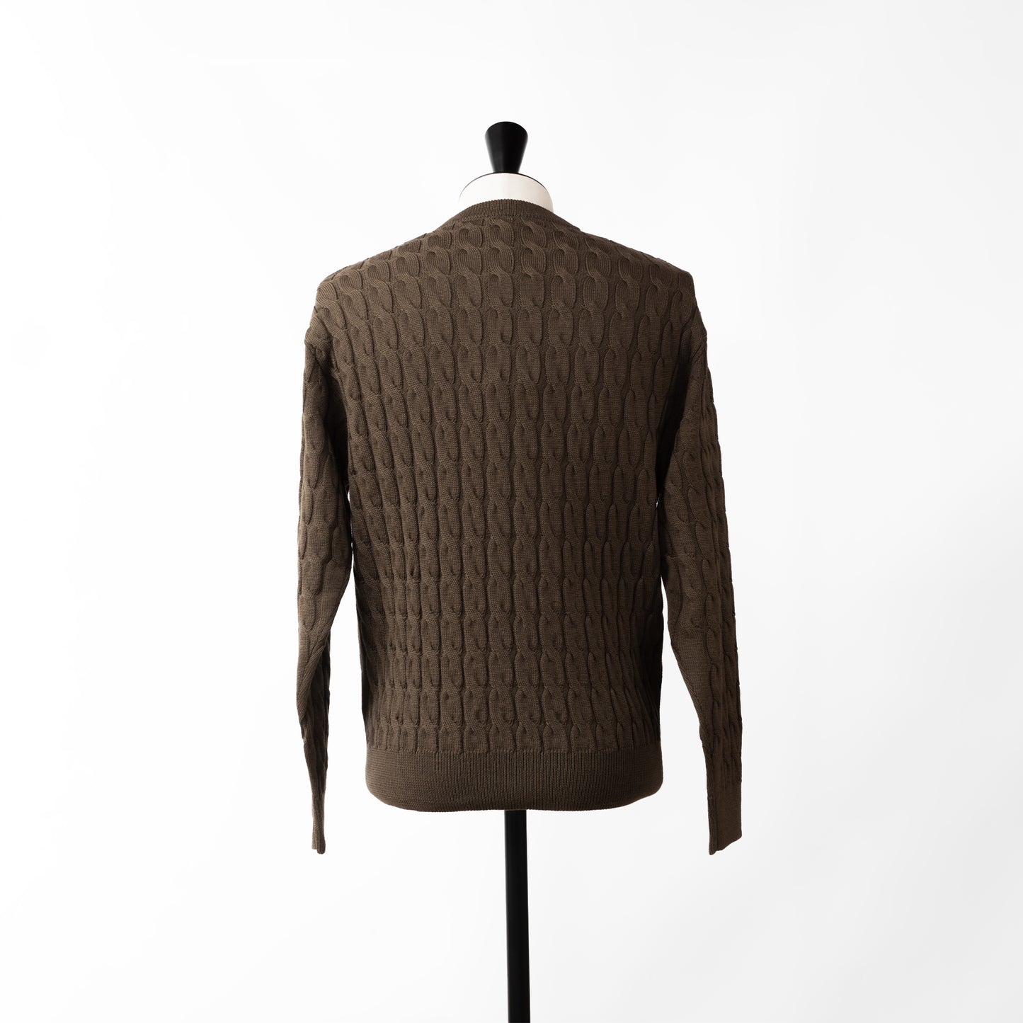 24AW BATONER MEN SOLID WOOL CABLE CREW NECK