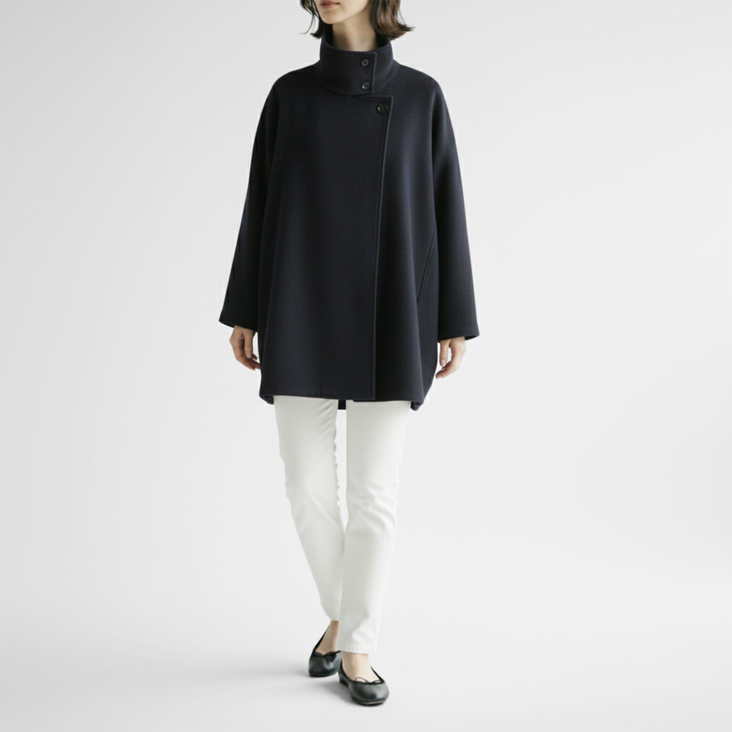 25AW cafune スタンドカラー ケープコート 545403