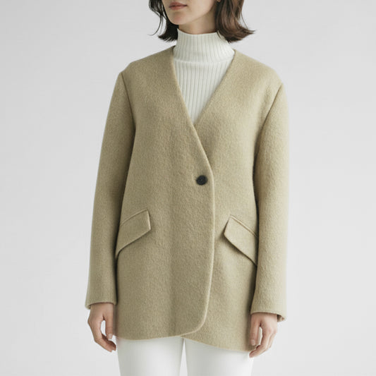 25AW cafune ノーカラーウールモヘヤショートコート 545413