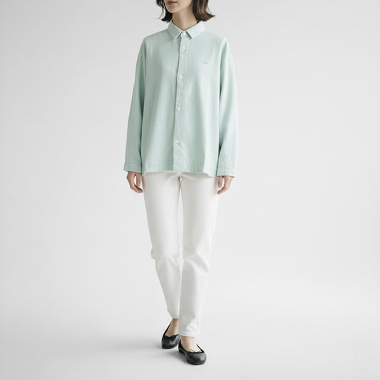 25AW grin コットンネル メガネ刺繍シャツ 8255T-005