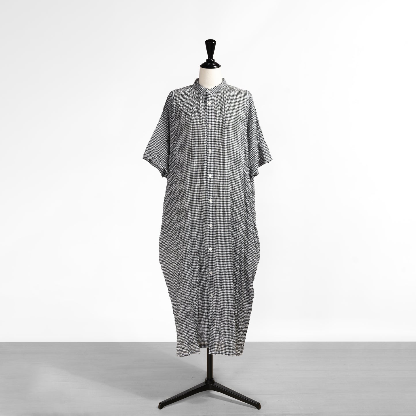 26SS NATURAL LAUNDRY 先染めシャーリング ワイドワンピース 7262O-002