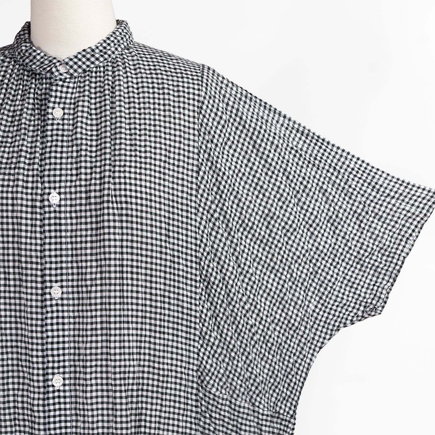 26SS NATURAL LAUNDRY 先染めシャーリング ワイドワンピース 7262O-002