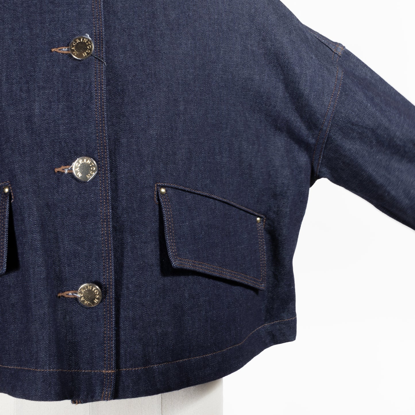 26SS MACKINTOSH HUMBIE ノーカラー デニムジャケット メタルボタン インディゴOW L261ND1004BGALT