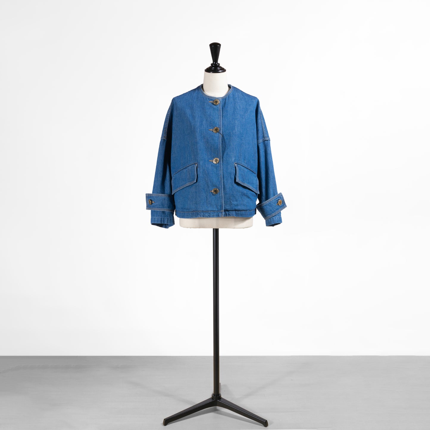 26SS MACKINTOSH HUMBIE ノーカラーデニムジャケット メタルボタン GREEN CAST L261ND1004BGALW