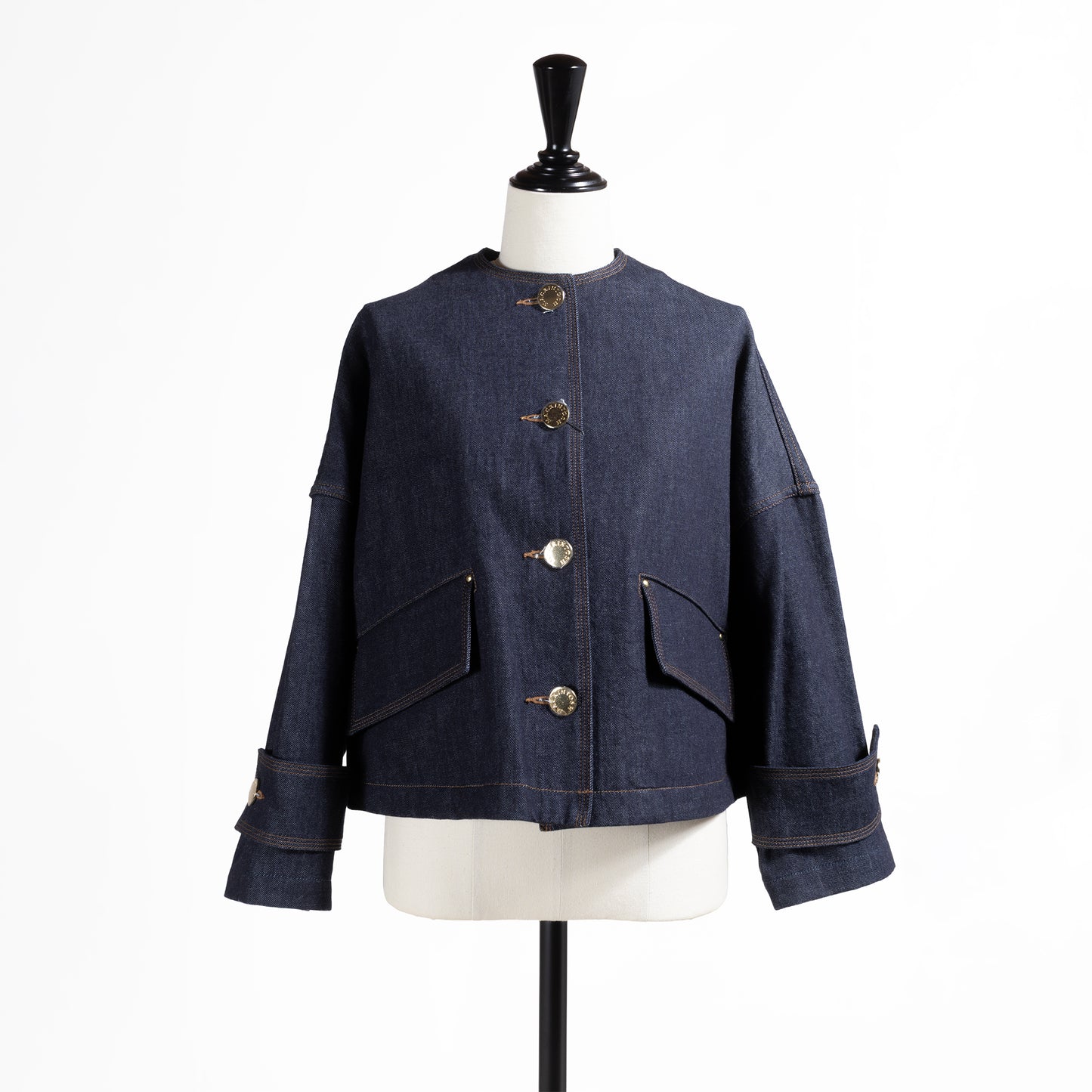 26SS MACKINTOSH HUMBIE ノーカラー デニムジャケット メタルボタン インディゴOW L261ND1004BGALT