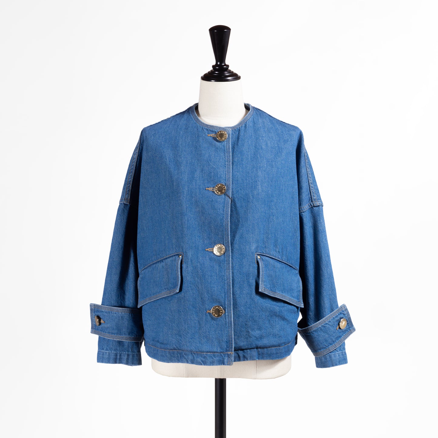 26SS MACKINTOSH HUMBIE ノーカラーデニムジャケット メタルボタン GREEN CAST L261ND1004BGALW