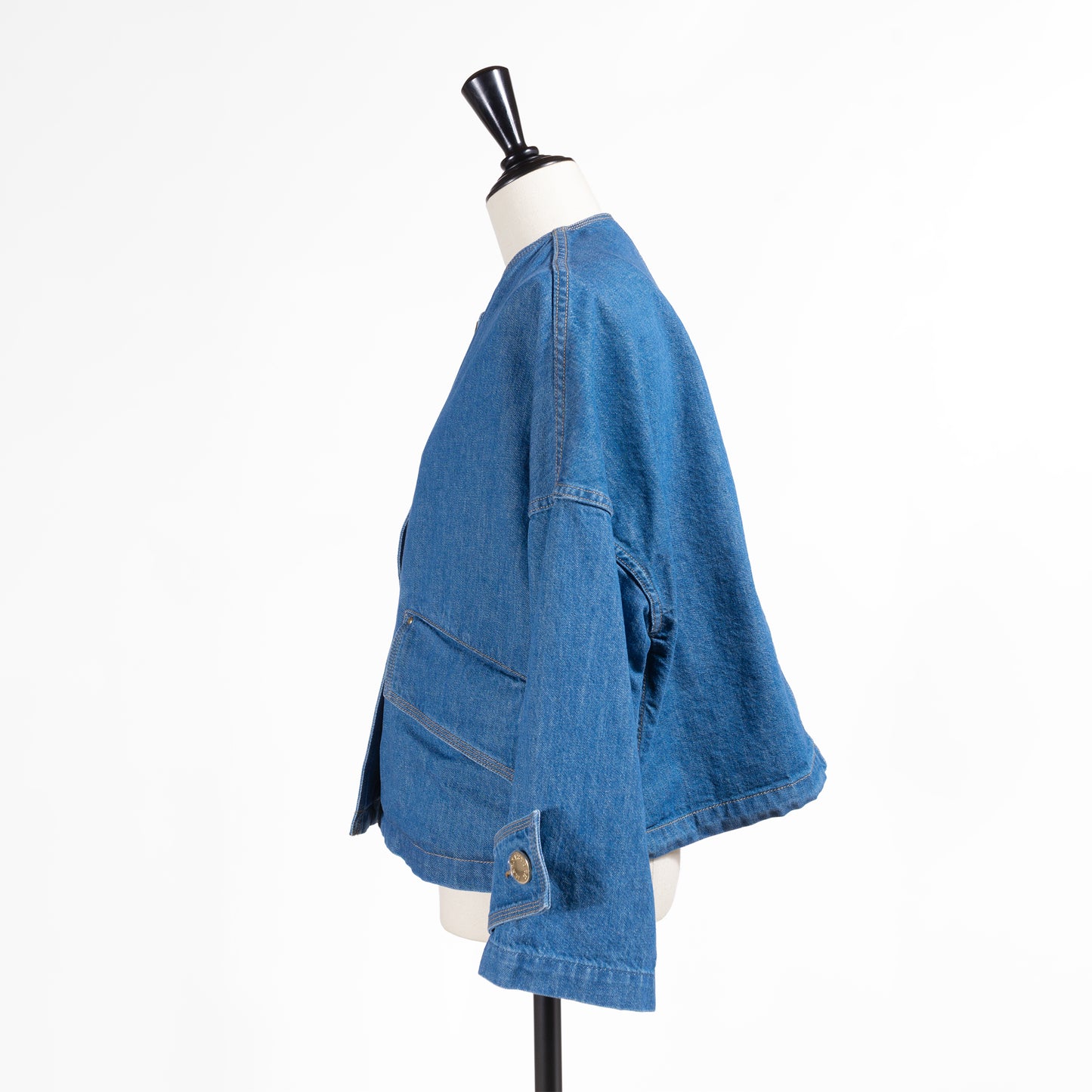 26SS MACKINTOSH HUMBIE ノーカラーデニムジャケット メタルボタン GREEN CAST L261ND1004BGALW