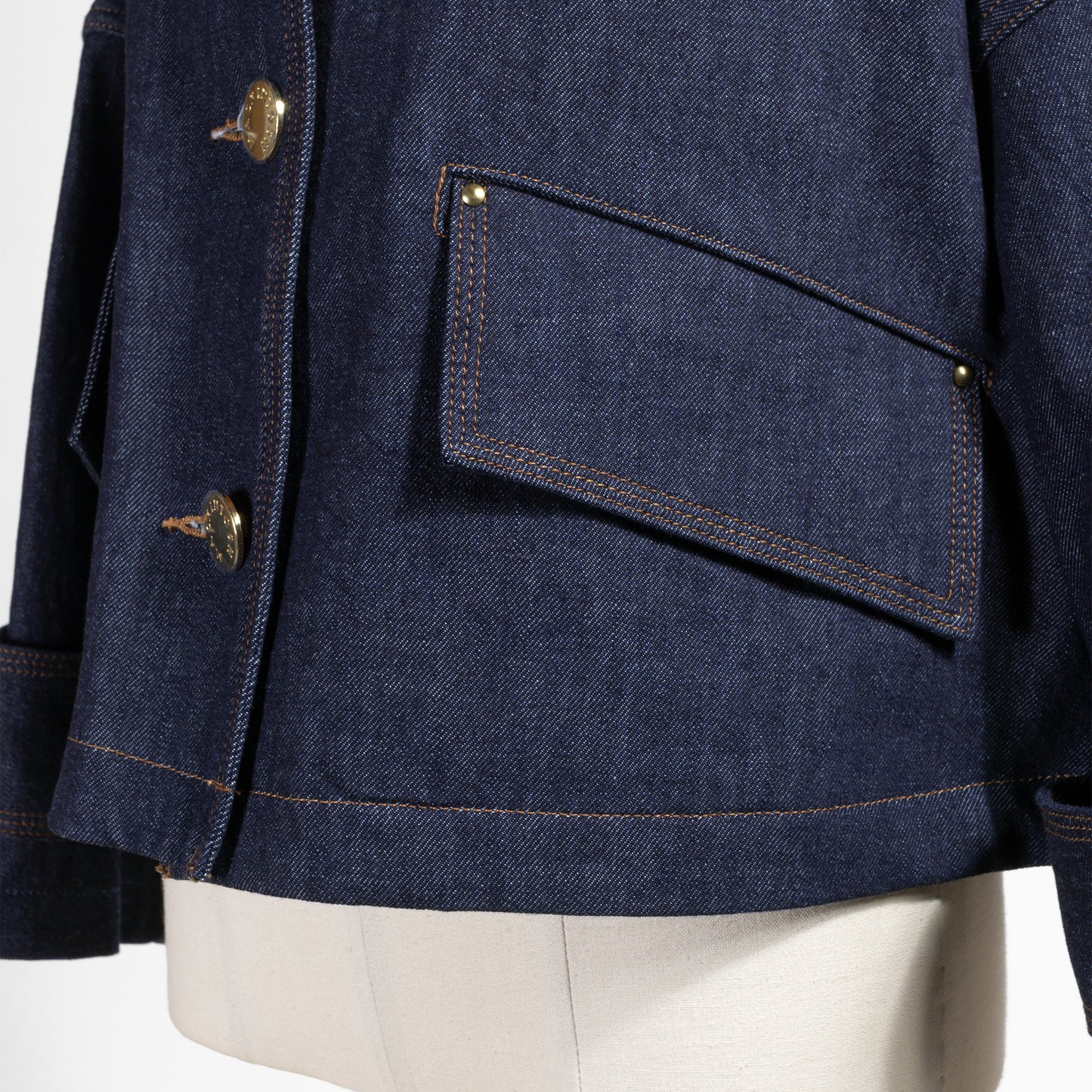 26SS MACKINTOSH HUMBIE ノーカラー デニムジャケット メタルボタン インディゴOW L261ND1004BGALT