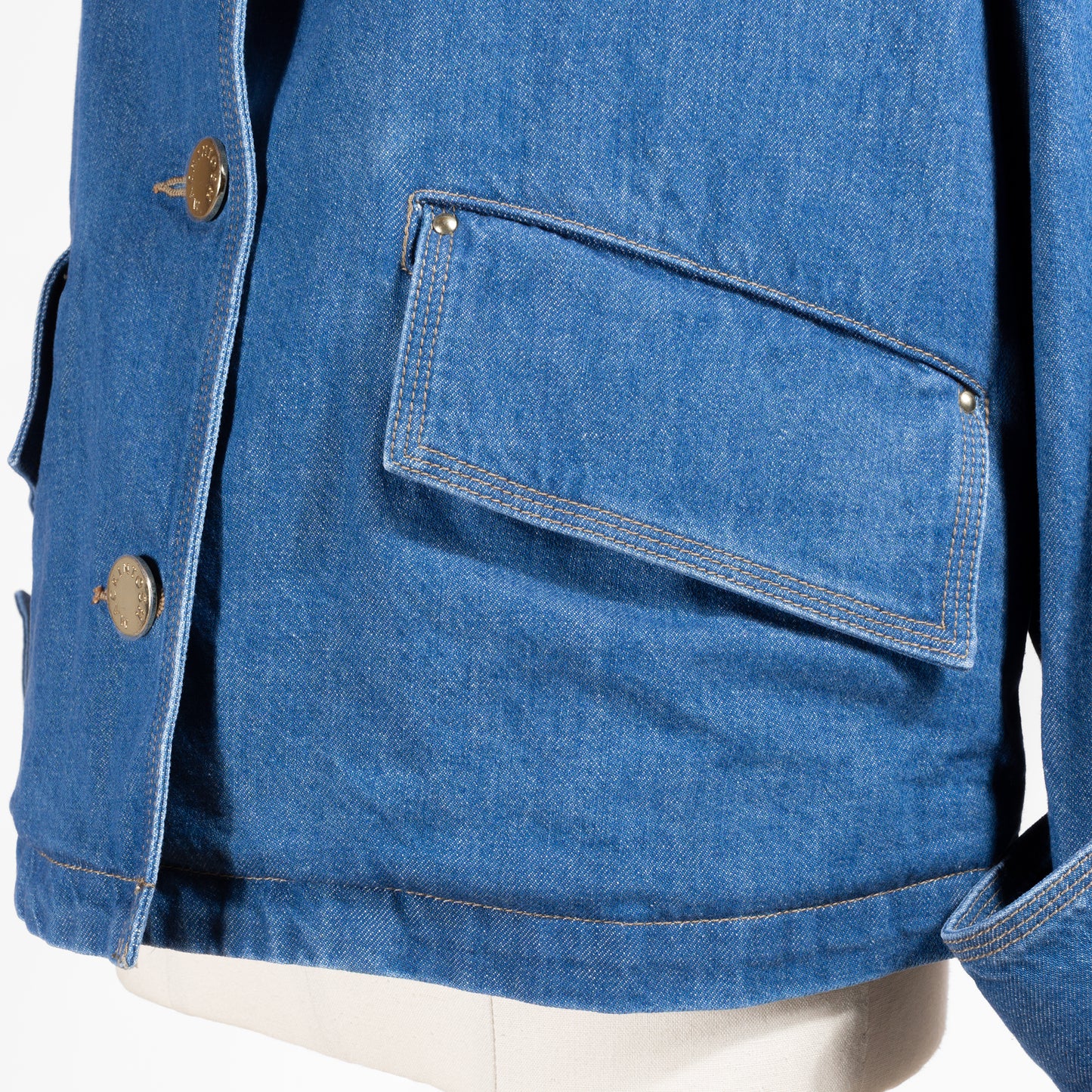 26SS MACKINTOSH HUMBIE ノーカラーデニムジャケット メタルボタン GREEN CAST L261ND1004BGALW