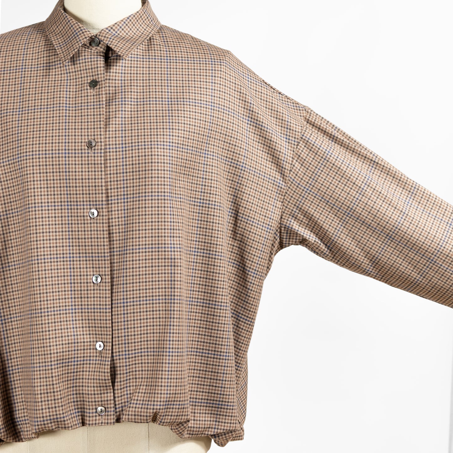 26AW mizuiro ind チェック ロングスリーブ バルーンシャツ 3-230135