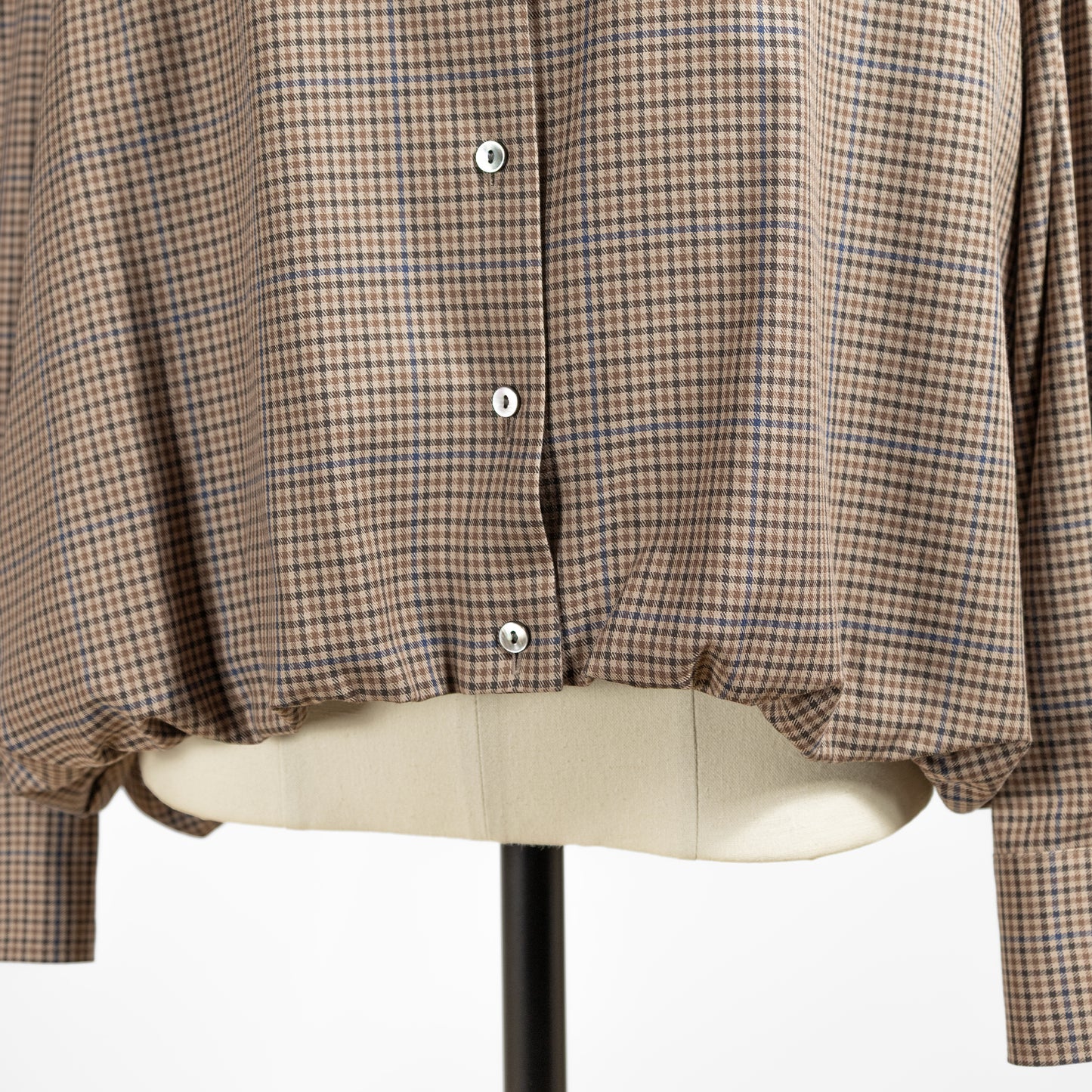 26AW mizuiro ind チェック ロングスリーブ バルーンシャツ 3-230135