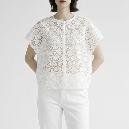 26SS mizuiro ind レースコンビ クルーネックシャツ 2-230142