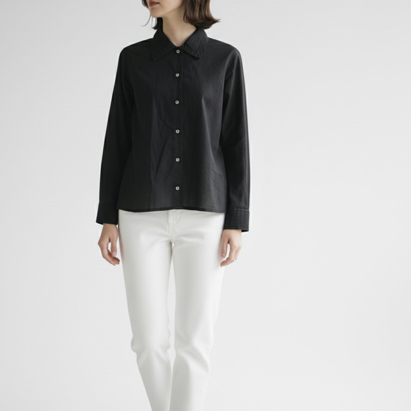 26ES mizuiro ind ピンタックカラーシャツ 1-230126