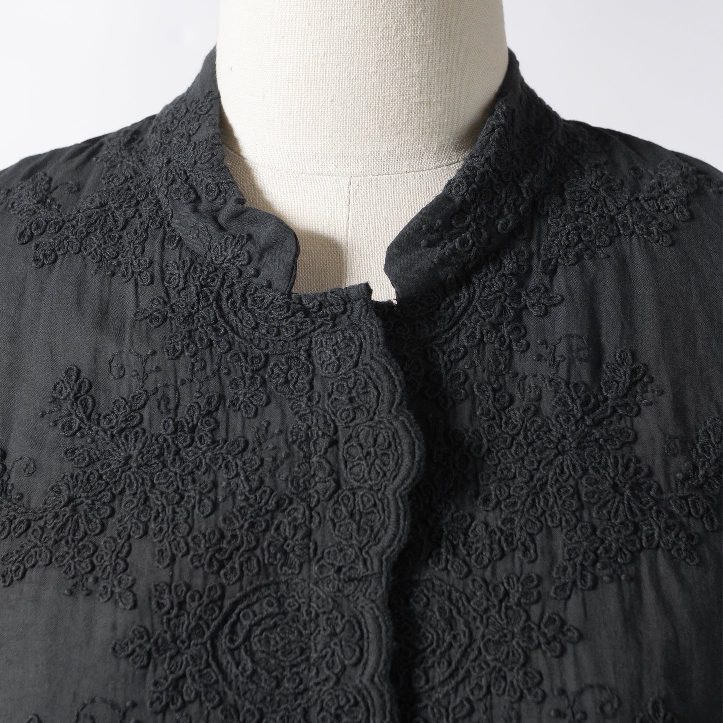 24SS mizuiro ind Lace Stand Collar Wide Shirt
