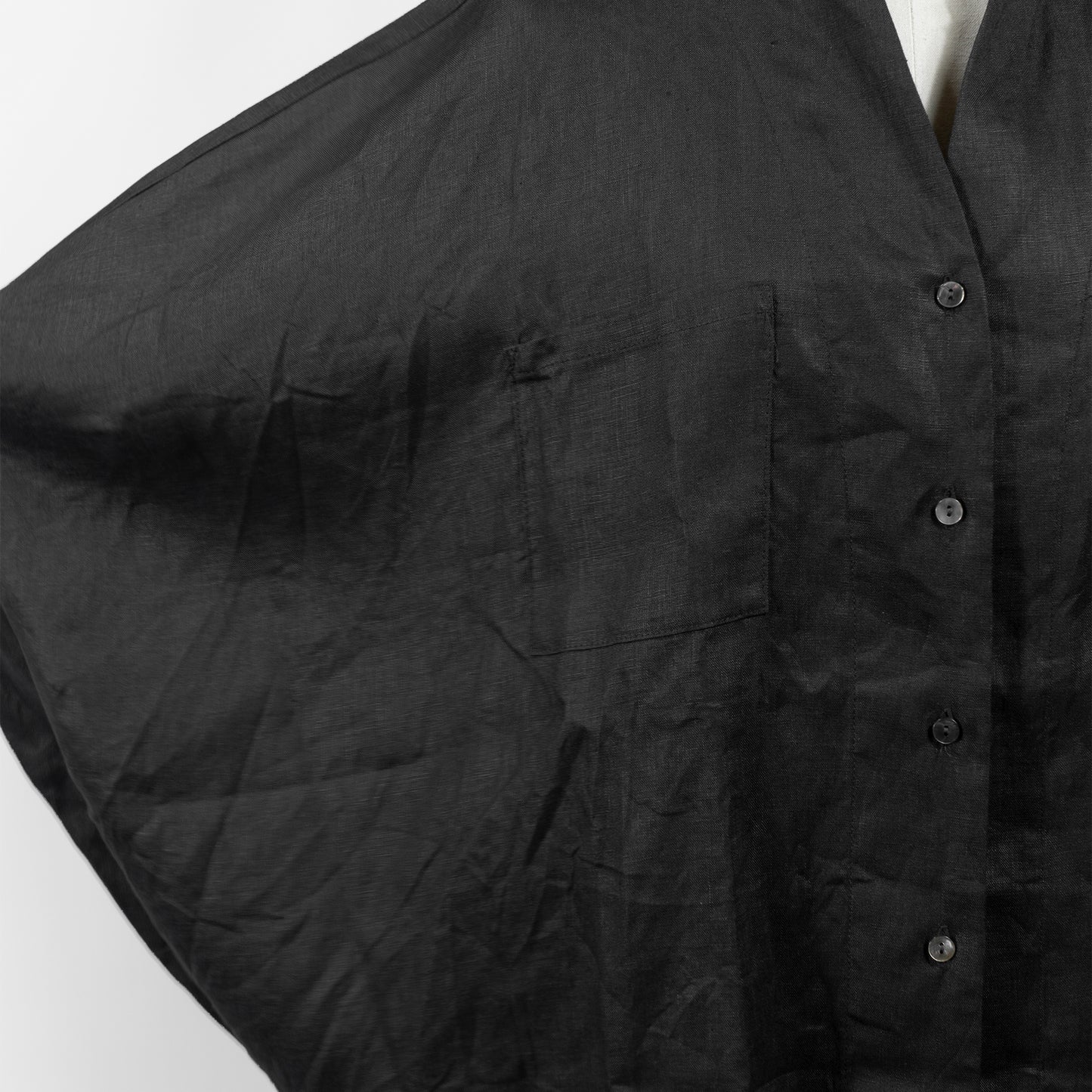 25SS mizuiro ind リネンスタンドカラーコクーンシャツ