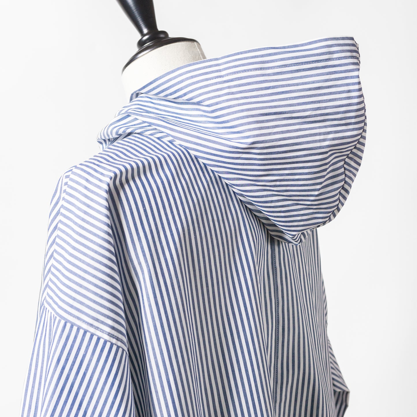 24SS mizuiro ind Stripe Hooded Short Pull Over