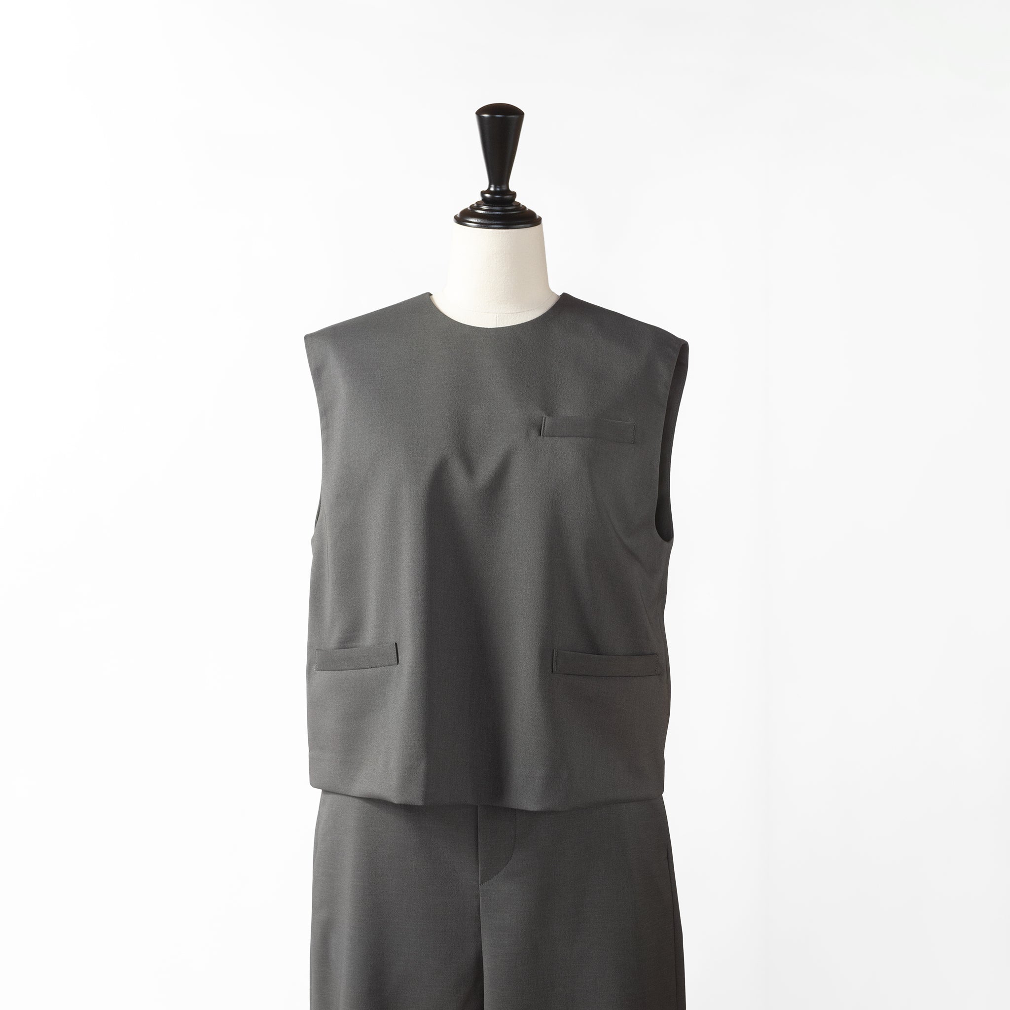 24SS mizuiro ind Crew Neck Vest with Pockets