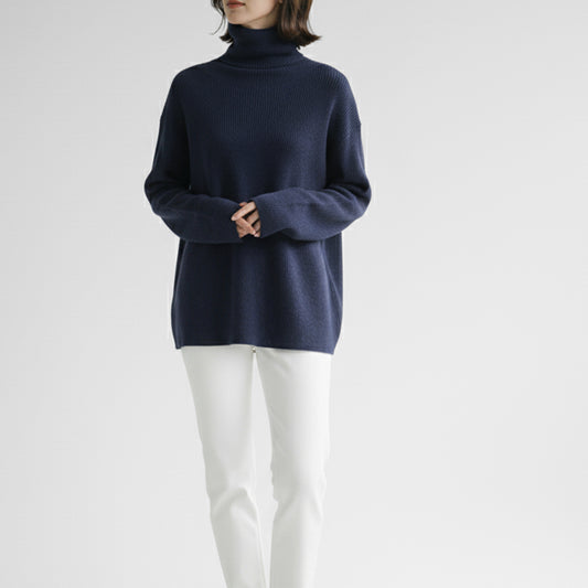 25AW mizuiro ind ボタン付きリブハイネックプルオーバー 4-220090