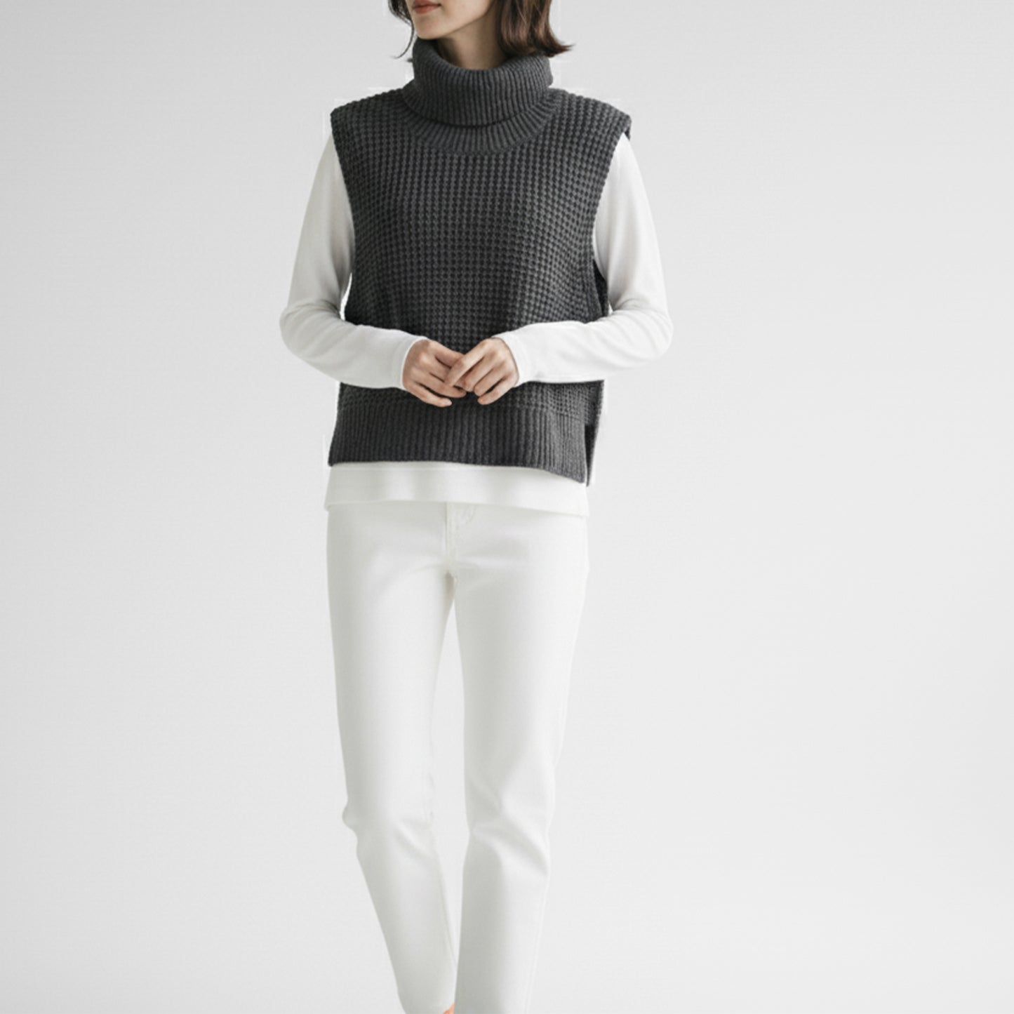 25AW mizuiro ind ワッフルハイネックベスト4-220093