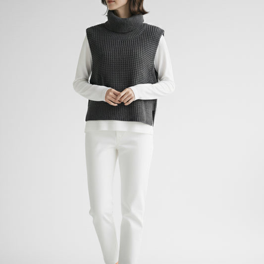 25AW mizuiro ind ワッフルハイネックベスト4-220093