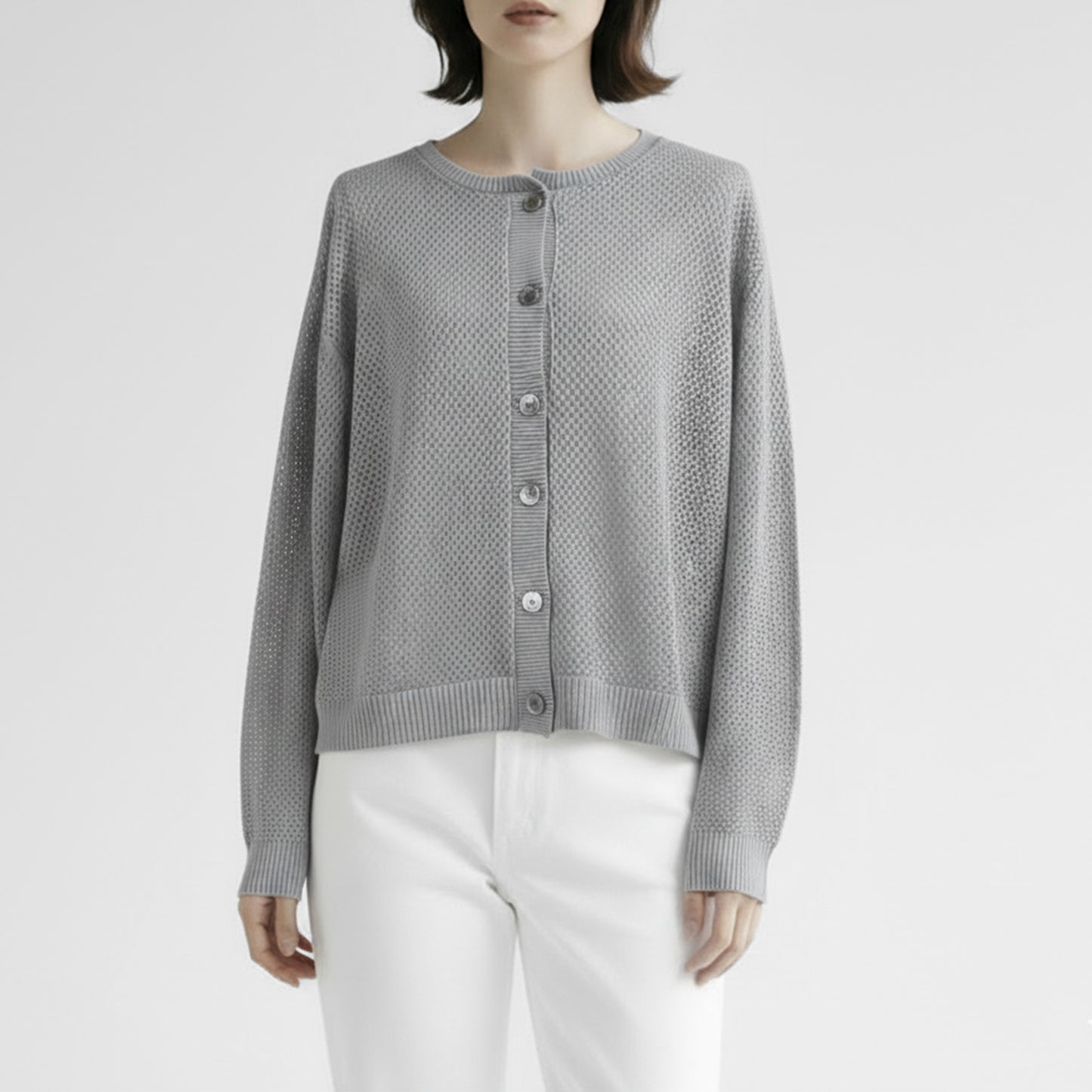 26SS mizuiro ind ストーンウォッシュ メッシュクルーネックカーディガン  1-220068