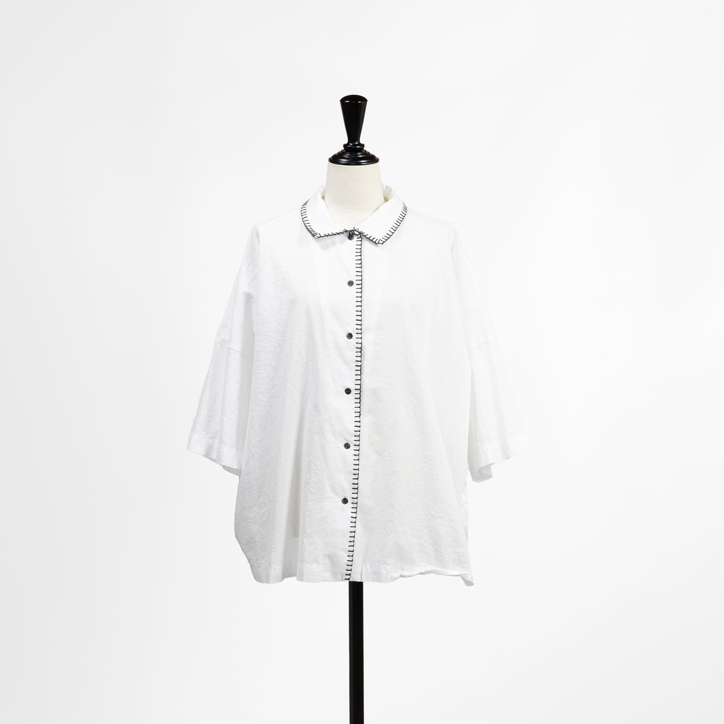 25SS mizuiro ind BLANKET STITCH WIDE SHIRT