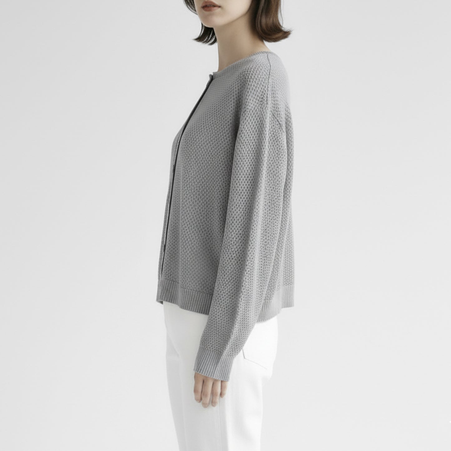 26SS mizuiro ind ストーンウォッシュ メッシュクルーネックカーディガン  1-220068