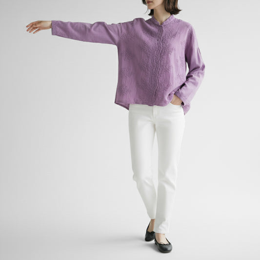 26ES mizuiro ind レーススタンドカラーワイドシャツ 1-239005