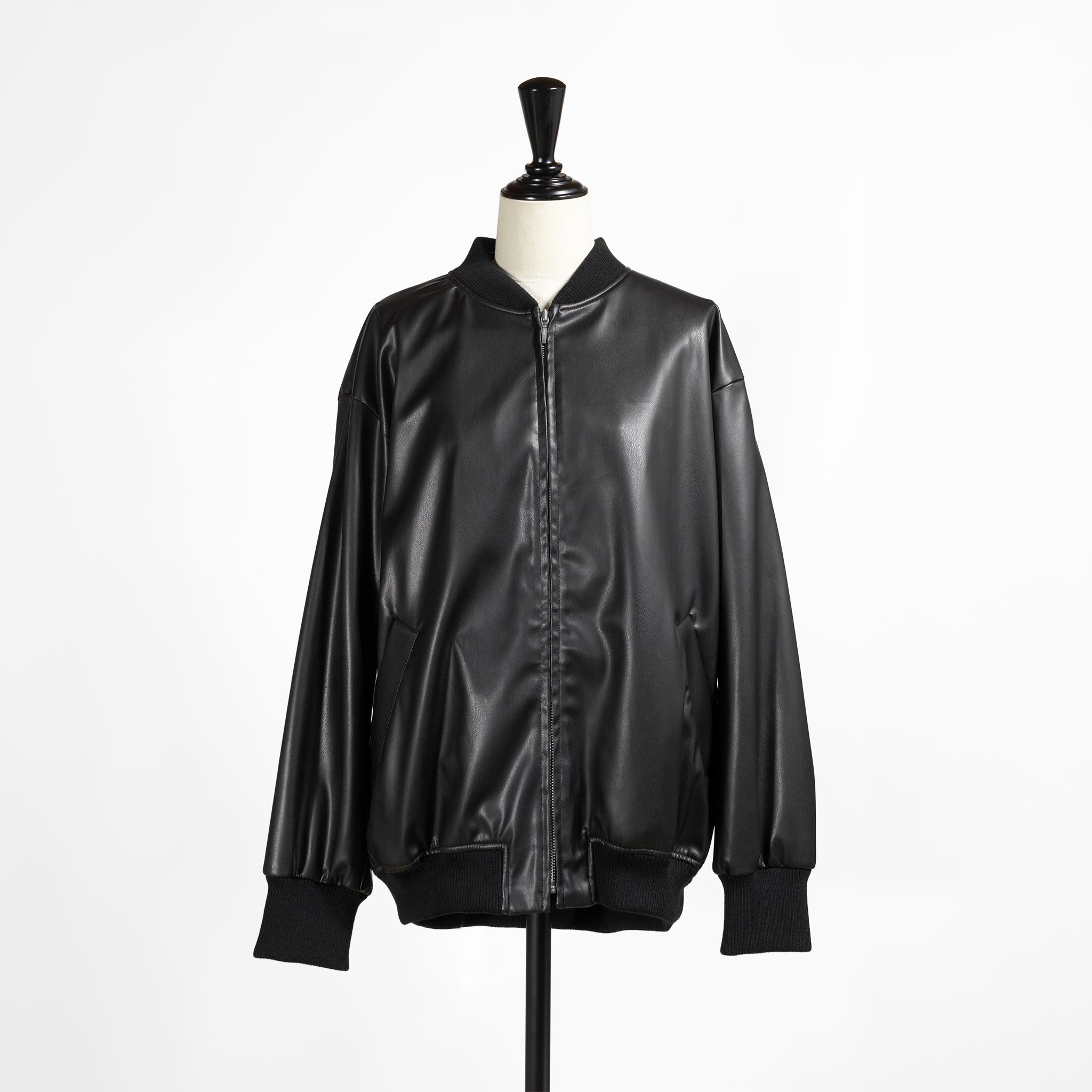 新品タグ付　ミズイロインド　イミテーションレザージップブルゾン 送料無料】mizuiro ind フェイクレザージップブルゾン
