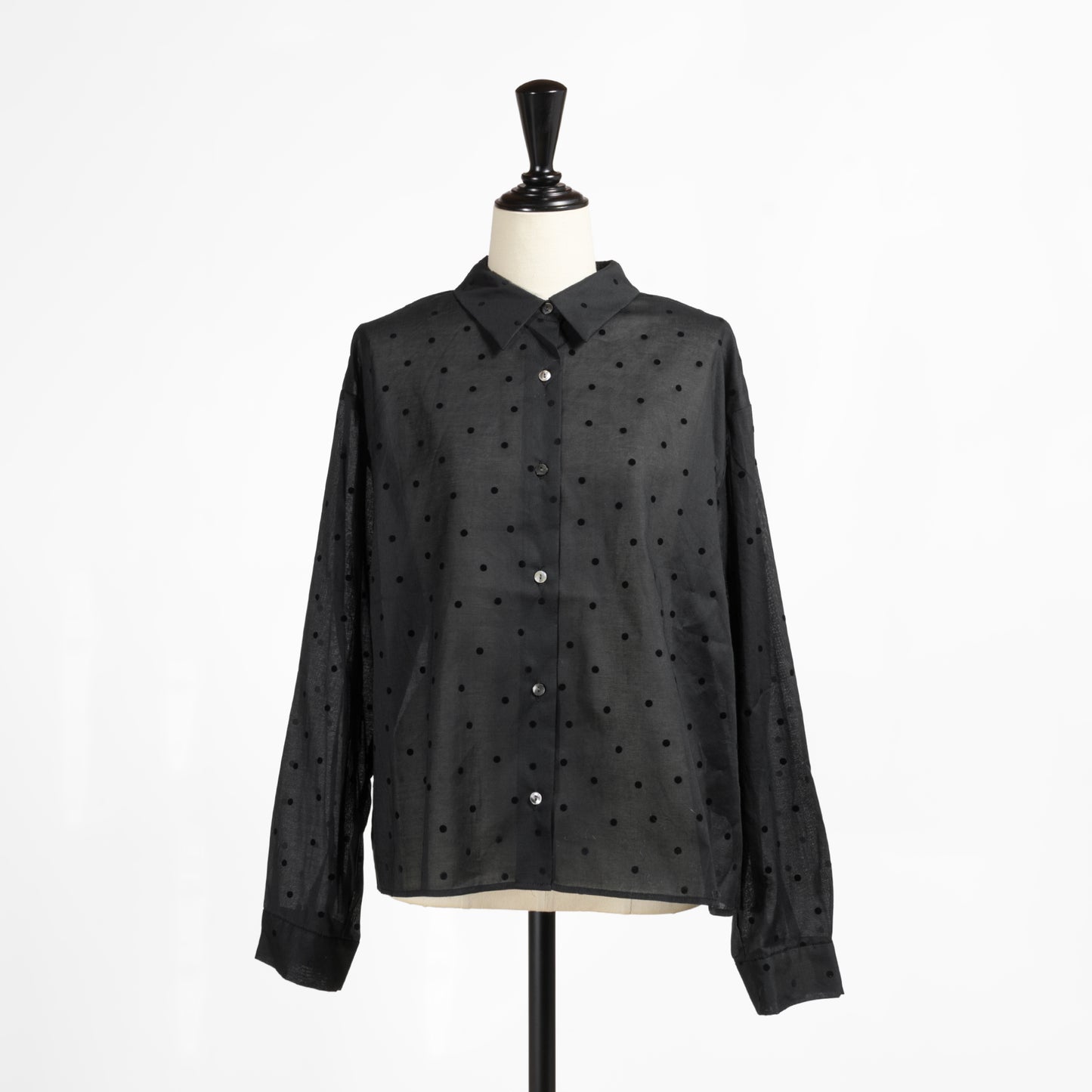 25AW mizuiro ind フロッキードットプリントシャツ 4-230058