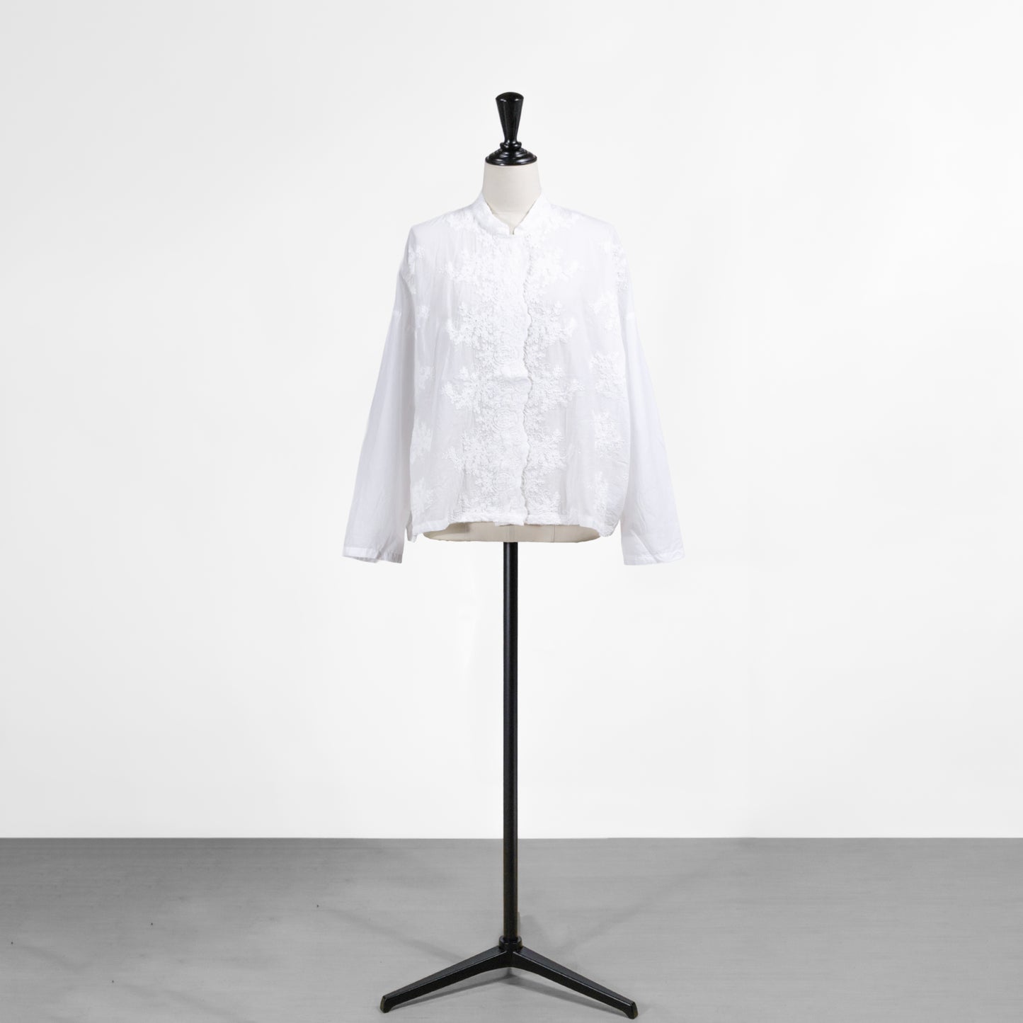 26ES mizuiro ind レーススタンドカラーワイドシャツ 1-239005