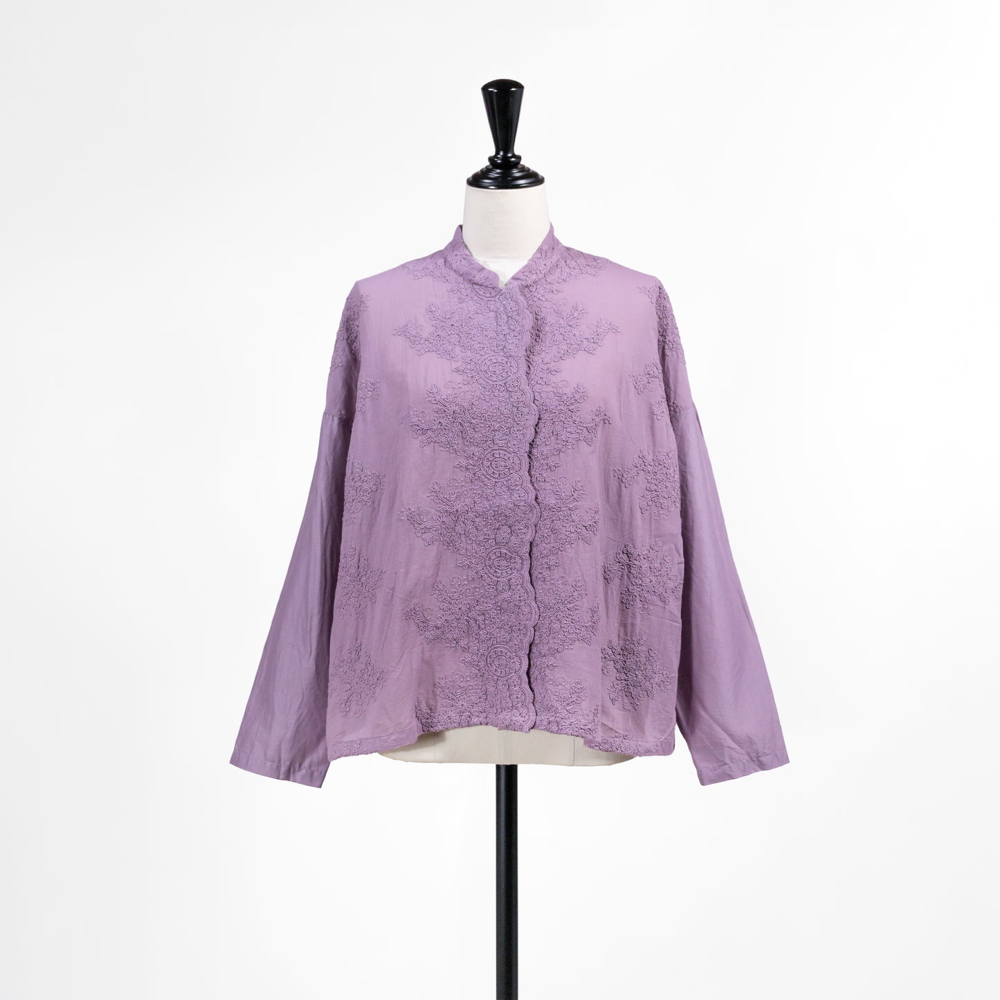 26ES mizuiro ind レーススタンドカラーワイドシャツ 1-239005