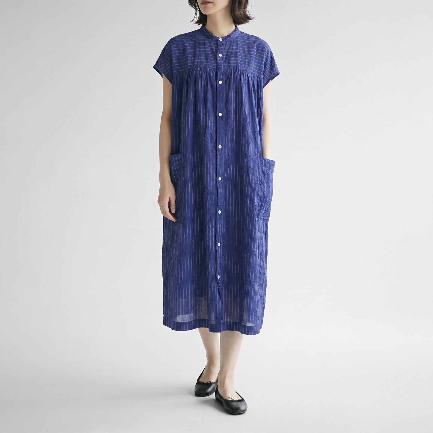 26SS NATURAL LAUNDRY 先染めシャーリング 2Wayワンピース 7263O-003