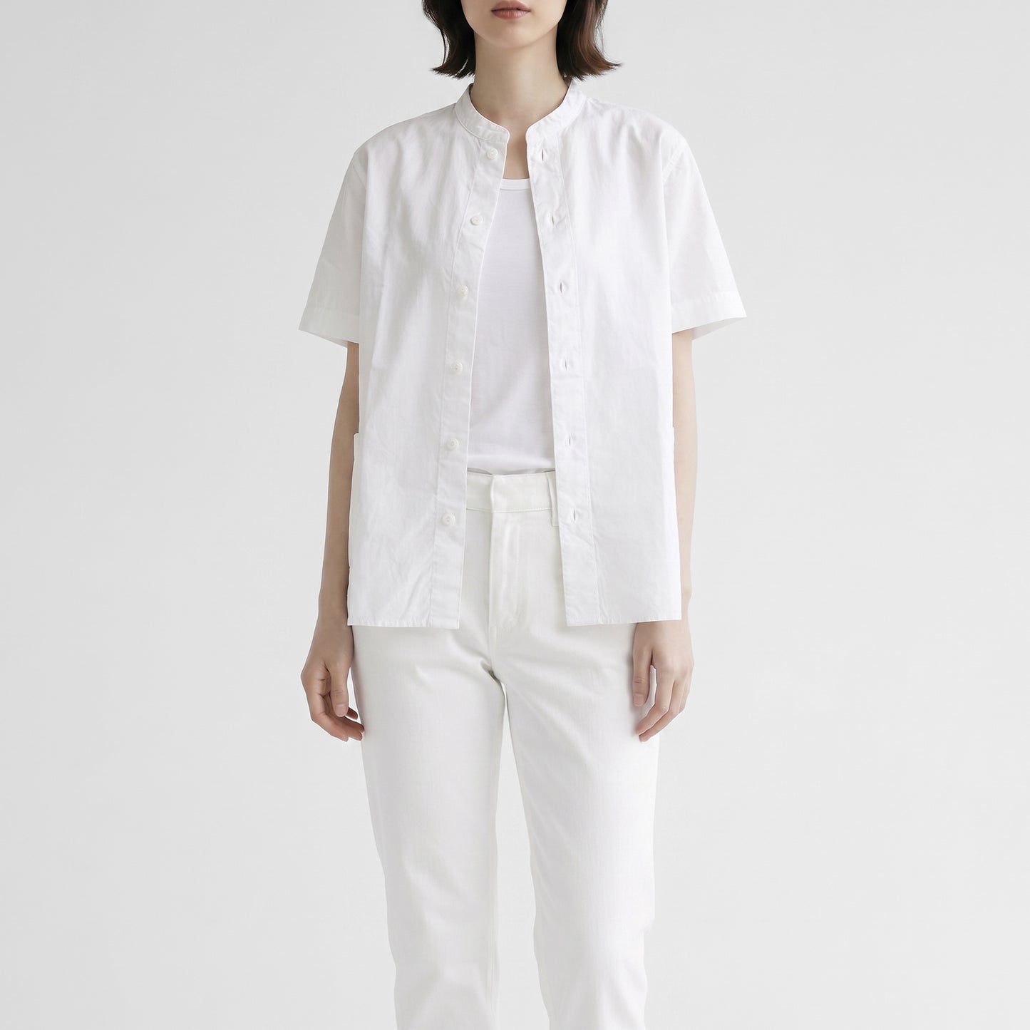 26SS NATURAL LAUNDRY エクリュギンガム前開きファーマーシャツ 7262T-002