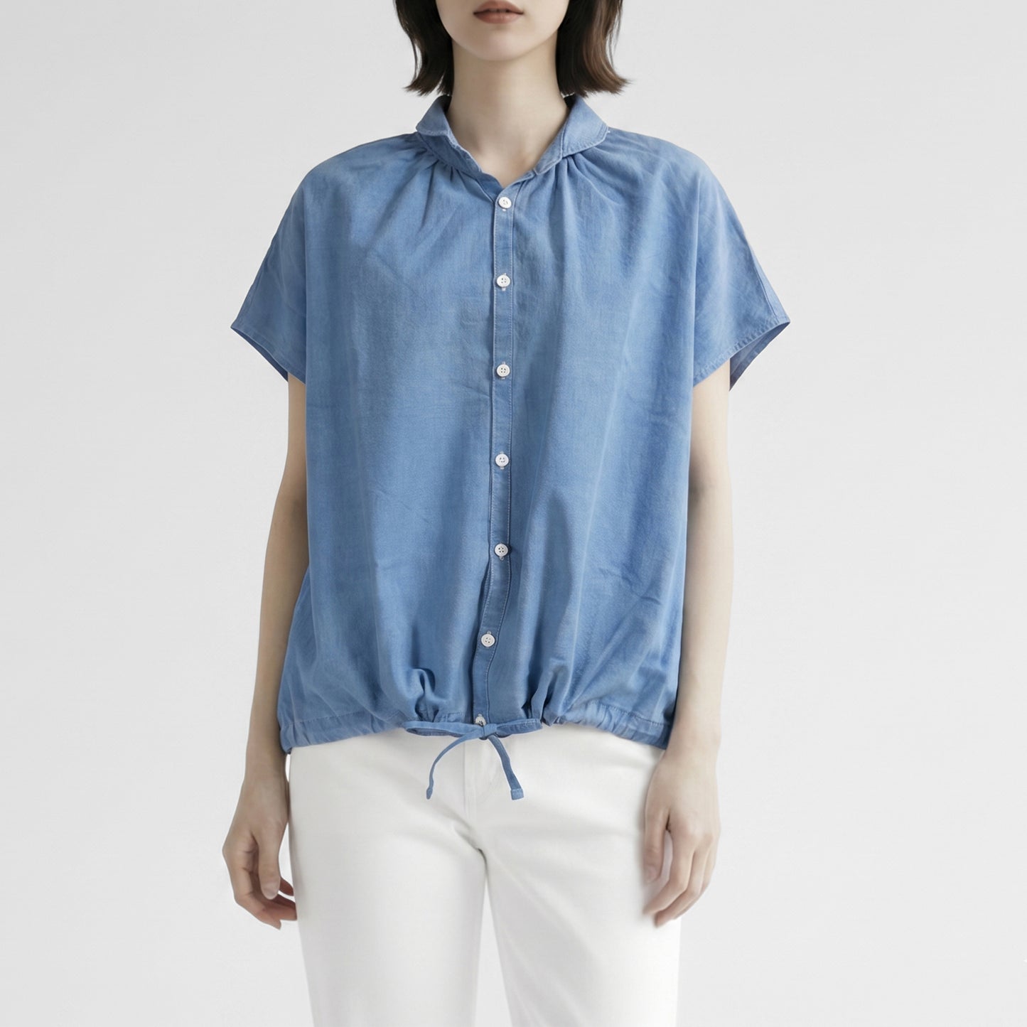 26SS NATURAL LAUNDRY インディゴシャンブレー フレンチドローシャツ 7263T-009