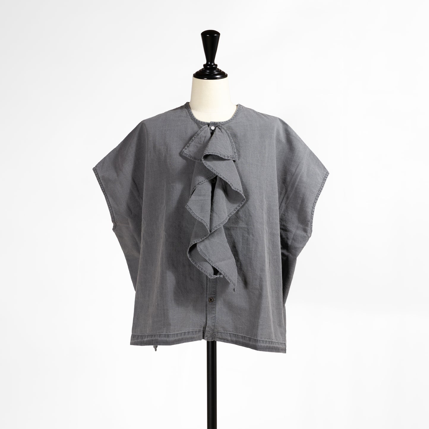 26SS Clip.tab インディゴシャンブレー ラッフルワイドシャツ 3262T-001