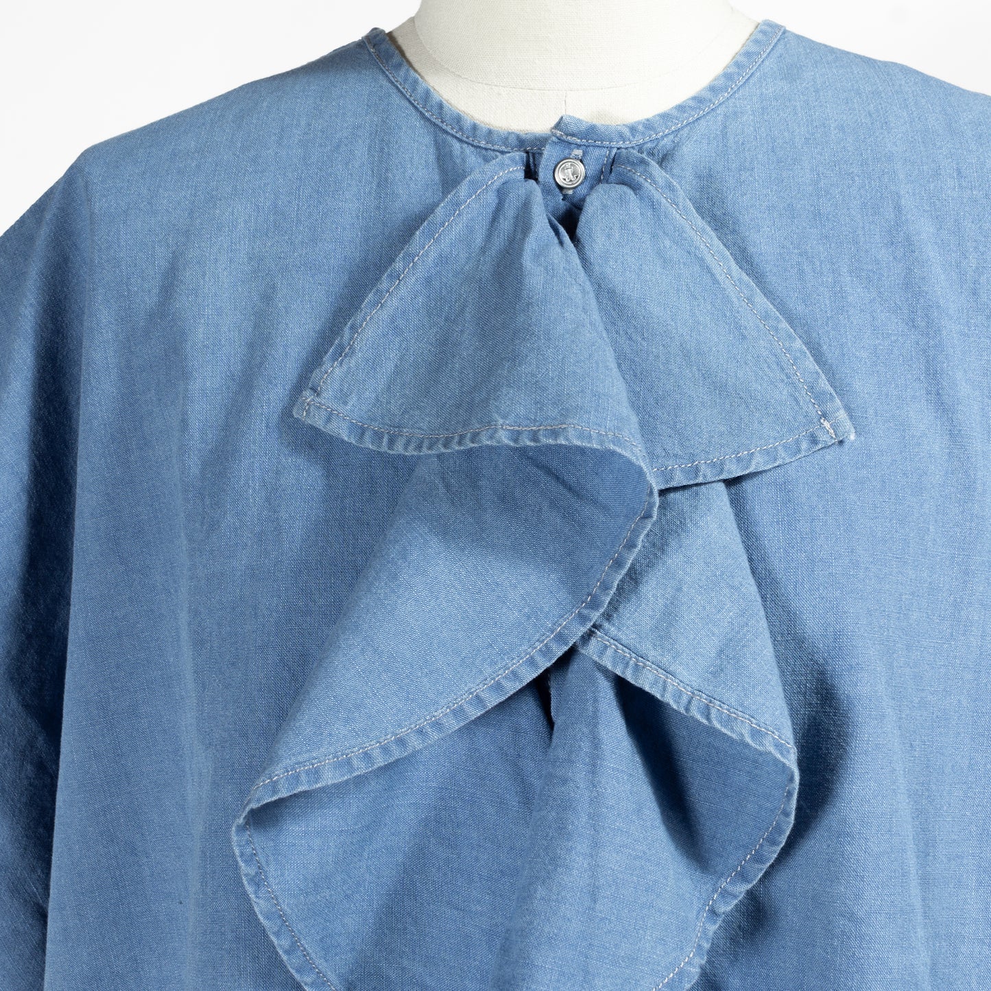 26SS Clip.tab インディゴシャンブレー ラッフルワイドシャツ 3262T-001