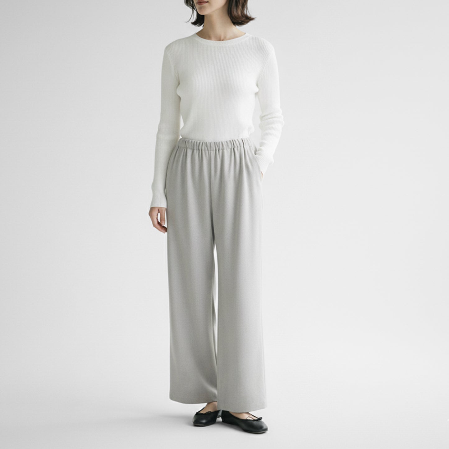 25SAW cafune ストレッチ起毛ワイドイージーパンツ 545606