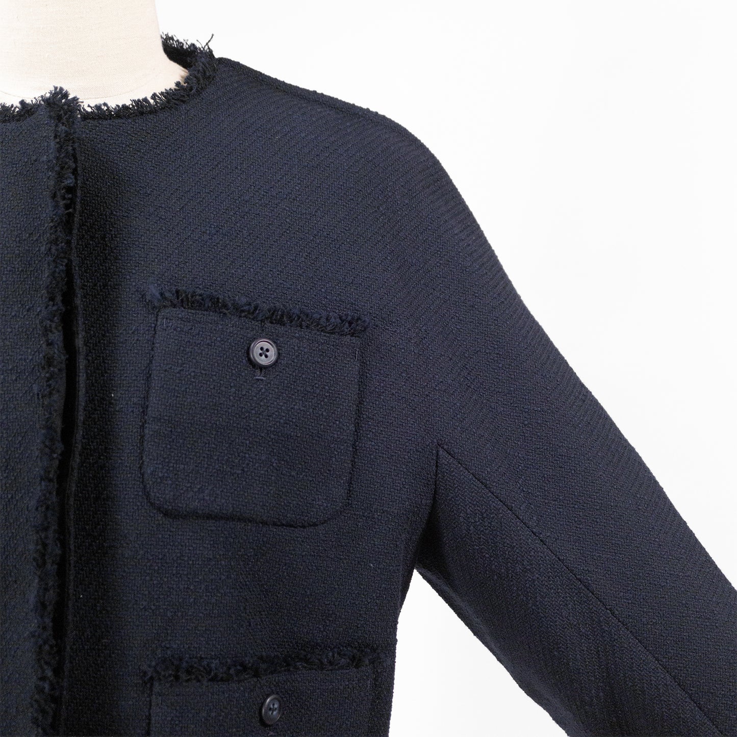 26SS PASSIONE ツイードライクノーカラージャケット 616404