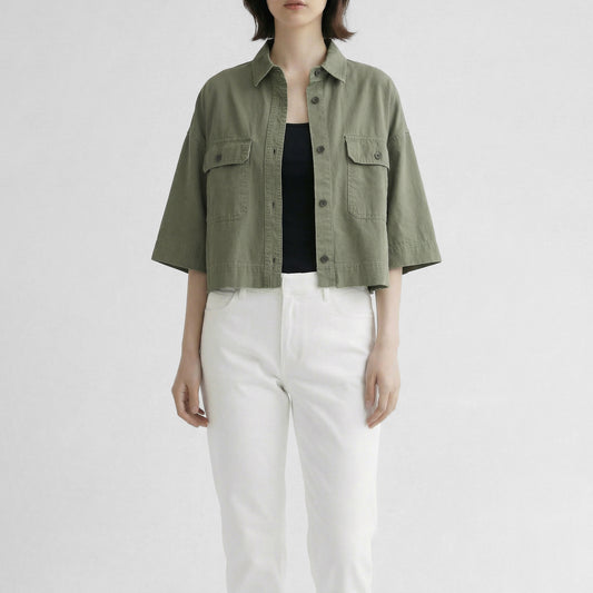 26SS SACRA コットンホースクロス クロップドシャツ 126208071