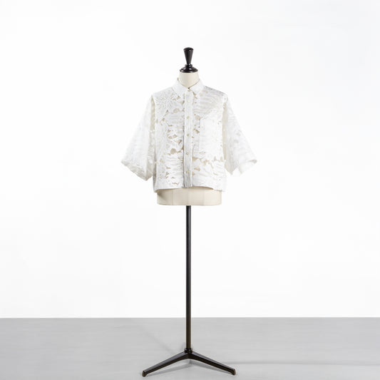 25SS SACRA リーフラッセルレースクロップドシャツ