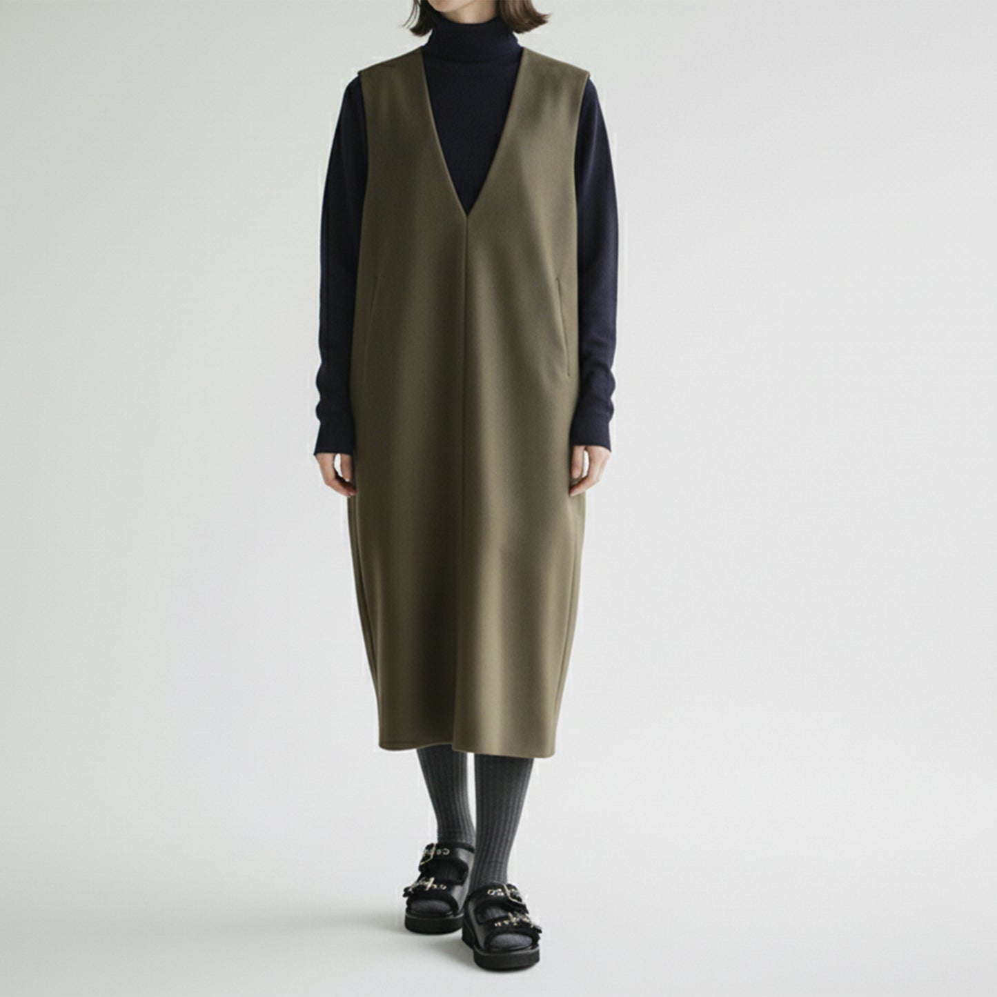 25AW SACRA ハイカウントメルトンワンピース 125607041