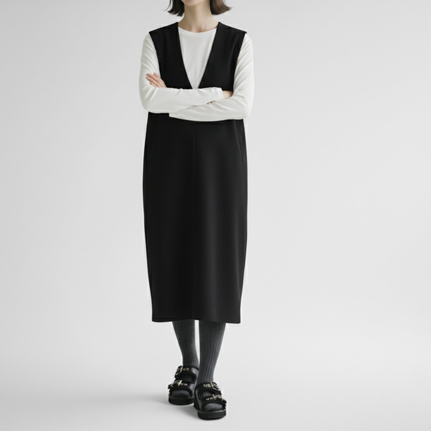 25AW SACRA ハイカウントメルトンワンピース 125607041