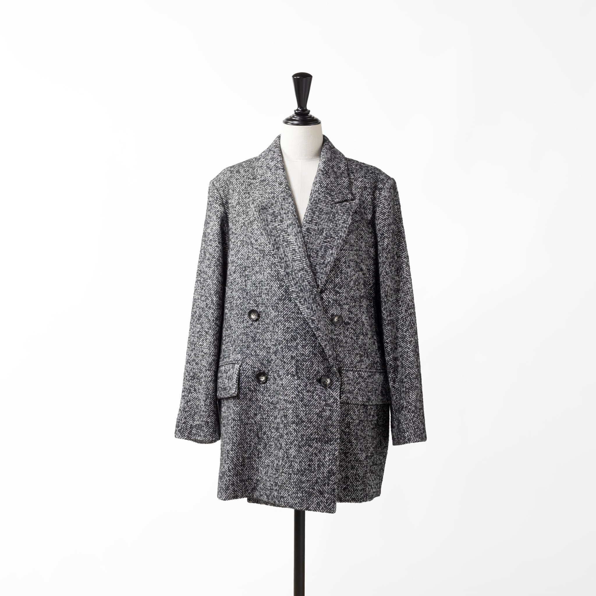 Sacari charcoal herringbone coat newest NWOT