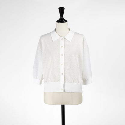 26SS SACRA LI/PL メランジ ポロカーディガン 126131081