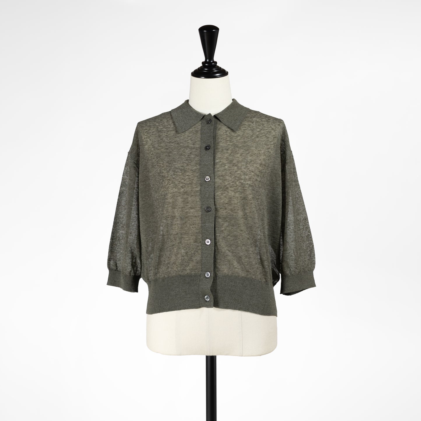 26SS SACRA LI/PL メランジ ポロカーディガン 126131081