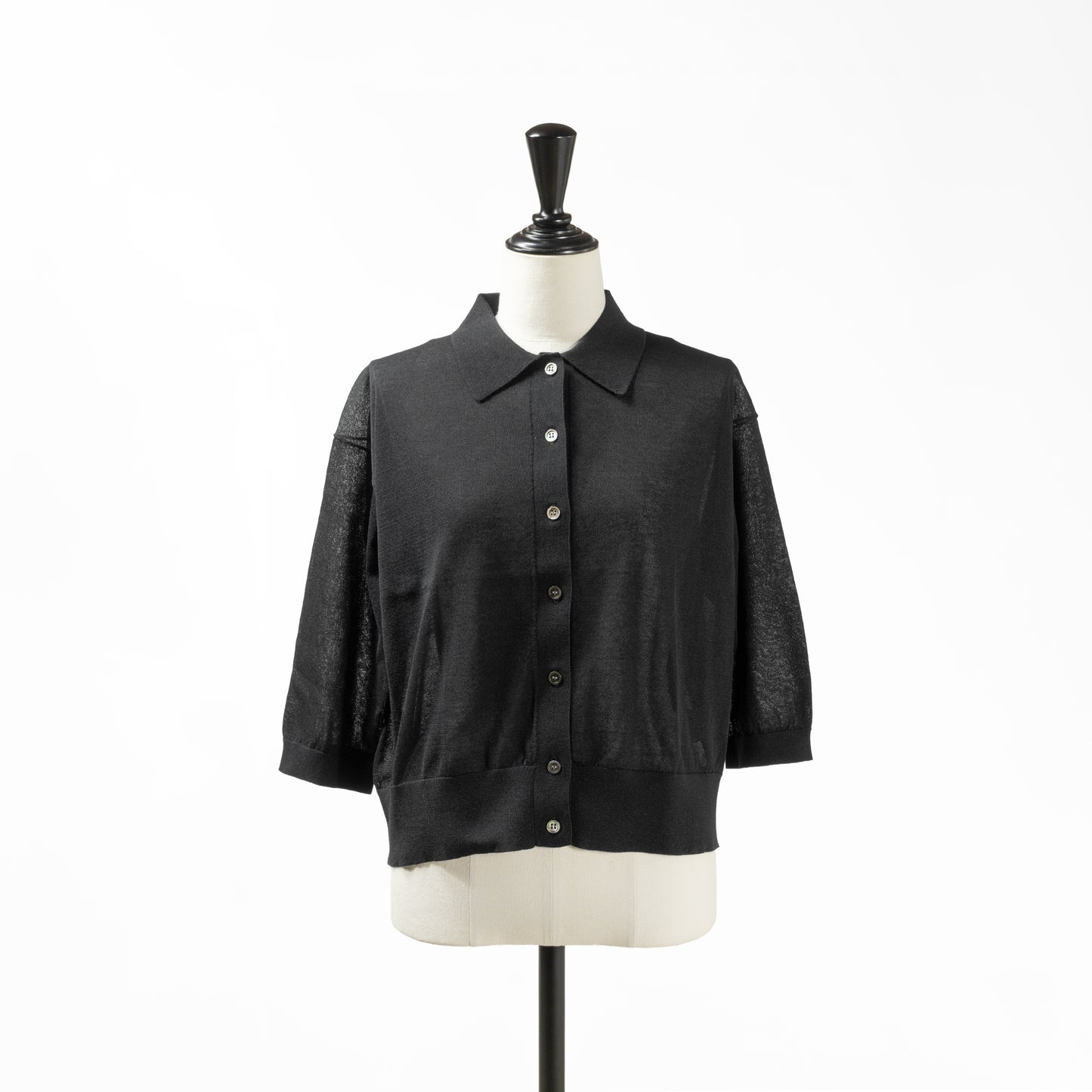 25SS SACRA コットンナイロンスーパーファインツイストポロカーディガン